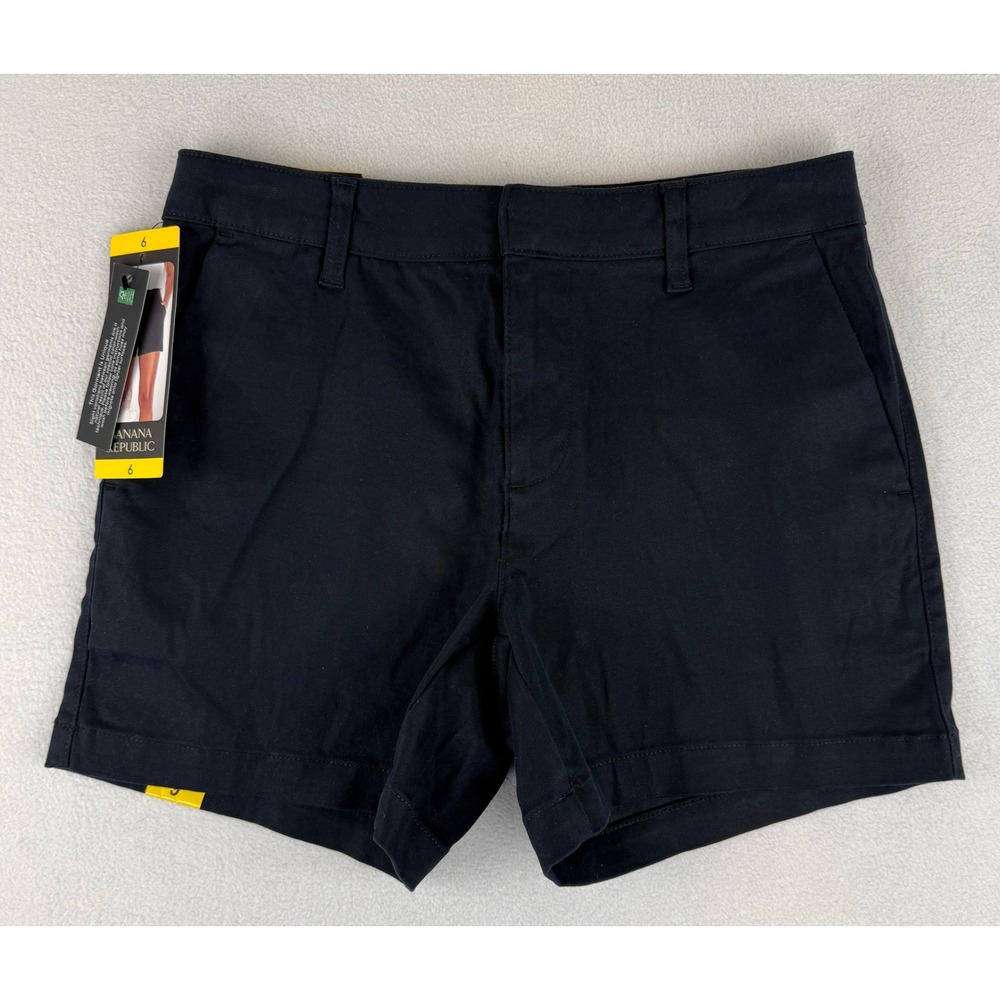 Banana Republic Chino Shorts Womens 6 Black Stretch Cotton Viscose 1687118
